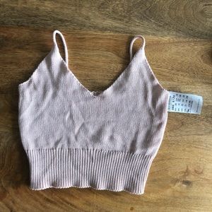 Brandy Melville pale pink knit crop top
